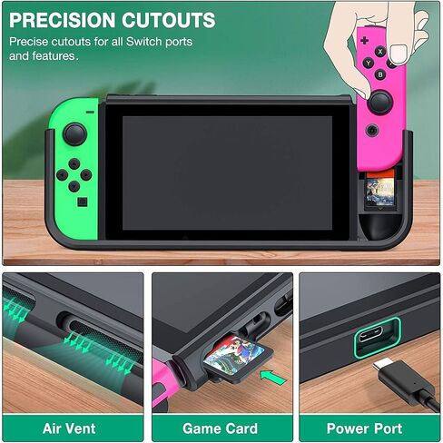 WU-MINGLU Switch Case, Protective Case for Nintendo Switch with 7 Game Cards Slots, Dockable Switch Cover with Ergonomic Design and Adjust Kickstand (Blue) in Saudi Arabia