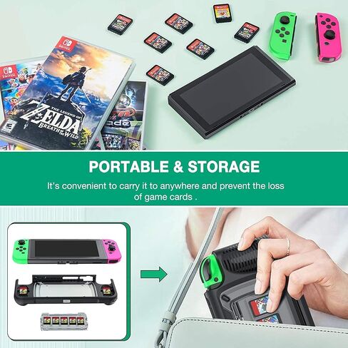 WU-MINGLU Switch Case, Protective Case for Nintendo Switch with 7 Game Cards Slots, Dockable Switch Cover with Ergonomic Design and Adjust Kickstand (Blue) in Saudi Arabia