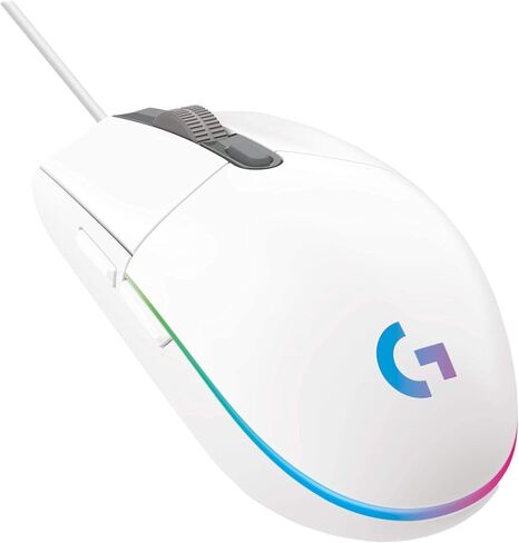 ماوس ألعاب Logitech G203 Lightsync مع إضاءة RGB قابلة للتخصيص، 6 أزرار قابلة للبرمجة، مستشعر درجة الألعاب، تتبع 8 كيلو نقطة في البوصة، خفيف الوزن (أبيض) (متجدد) in Kuwait