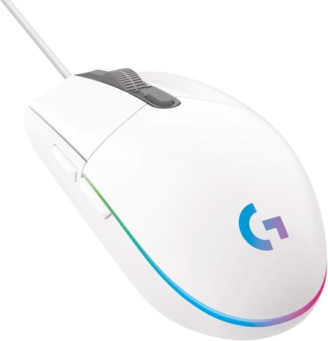 ماوس ألعاب Logitech G203 Lightsync مع إضاءة RGB قابلة للتخصيص، 6 أزرار قابلة للبرمجة، مستشعر درجة الألعاب، تتبع 8 كيلو نقطة في البوصة، خفيف الوزن (أبيض) (متجدد) in Kuwait
