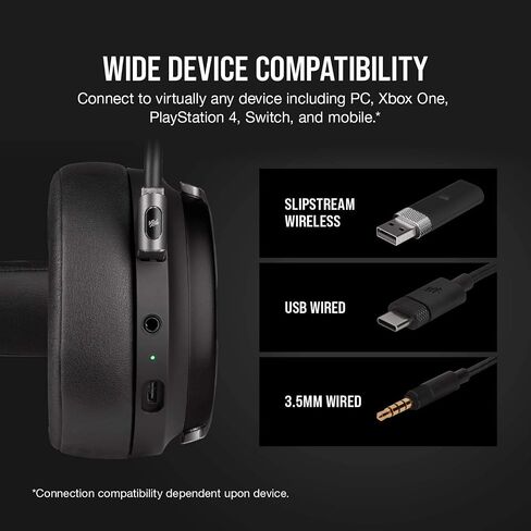 سماعة الألعاب اللاسلكية Corsair Virtuoso RGB - صوت محيطي عالي الدقة 7.1 - أغطية أذن من إسفنج الذاكرة - عمر بطارية يصل إلى 20 ساعة - كربون (متجدد) in Kuwait
