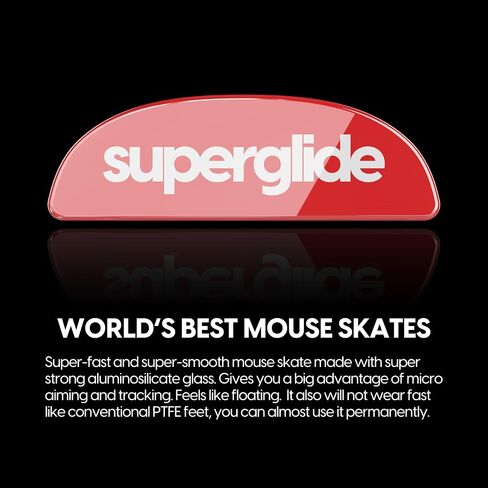 Superglide - أسرع وأنعم أقدام ماوس/زلاجات مصنوعة من زجاج فائق القوة لا تشوبه شائبة ونعل فائق السرعة وسلس ومتين لماوس الألعاب اللاسلكي Pulsar X2 وX2 Mini (أحمر) in Kuwait