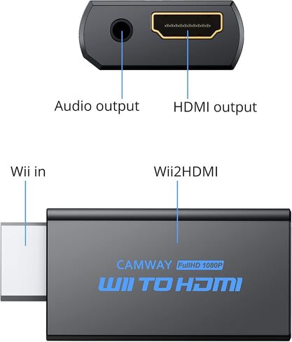 CAMWAY Wii to HDMI,Wii to HDMI Converter, 3.5mm Audio Converter Adapter for Wii,Wii Signal to 720p/1080p Video Converter Adaptor HD HDTV with HDMI Cable Support NTSC 480i 480p PAL 576i in Saudi Arabia