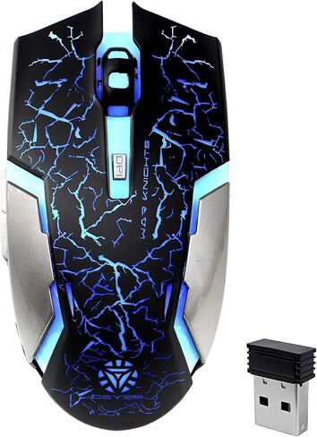 VEGCOO Wireless Gaming Mouse, C8 Silent Click Wireless Rechargeable Mouse with Colorful LED Lights and 2400/1600/1000 DPI for Laptop and Computer (C8N Black) in Saudi Arabia