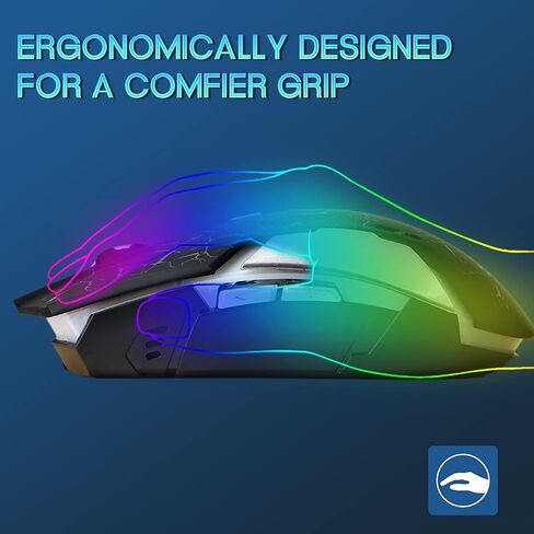 VEGCOO Wireless Gaming Mouse, C8 Silent Click Wireless Rechargeable Mouse with Colorful LED Lights and 2400/1600/1000 DPI for Laptop and Computer (C8N Black) in Saudi Arabia