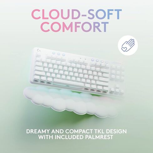 لوحة مفاتيح الألعاب الميكانيكية السلكية Logitech G713 مع إضاءة LIGHTSYNC RGB، ومفاتيح خطية (GX Red)، ومسند راحة اليد للوحة المفاتيح، متوافق مع أجهزة الكمبيوتر الشخصية وأجهزة Mac - ضباب أبيض (متجدد) in Saudi Arabia