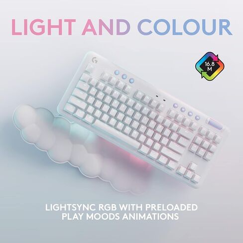 لوحة مفاتيح الألعاب الميكانيكية السلكية Logitech G713 مع إضاءة LIGHTSYNC RGB، ومفاتيح خطية (GX Red)، ومسند راحة اليد للوحة المفاتيح، متوافق مع أجهزة الكمبيوتر الشخصية وأجهزة Mac - ضباب أبيض (متجدد) in Saudi Arabia