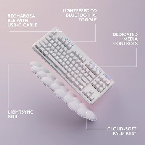 لوحة مفاتيح الألعاب الميكانيكية السلكية Logitech G713 مع إضاءة LIGHTSYNC RGB، ومفاتيح خطية (GX Red)، ومسند راحة اليد للوحة المفاتيح، متوافق مع أجهزة الكمبيوتر الشخصية وأجهزة Mac - ضباب أبيض (متجدد) in Saudi Arabia