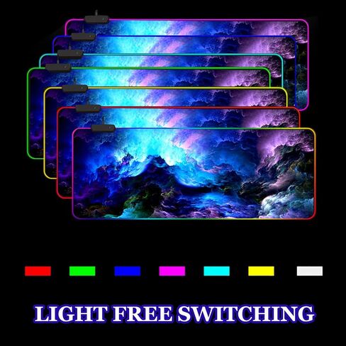 ARTSO RGB Gaming Mouse Pad Large, Extended LED Mouse Mat XXL 35.4x15.7 inch, 14 Lighting Modes, 2 Brightness, Non-Slip Rubber Base Mousepad Waterproof Keyboard Mat,Universe Space Starry Sky in Saudi Arabia