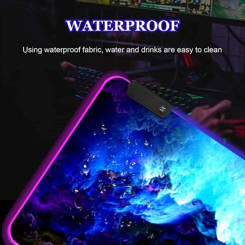 ARTSO RGB Gaming Mouse Pad Large, Extended LED Mouse Mat XXL 35.4x15.7 inch, 14 Lighting Modes, 2 Brightness, Non-Slip Rubber Base Mousepad Waterproof Keyboard Mat,Universe Space Starry Sky in Saudi Arabia