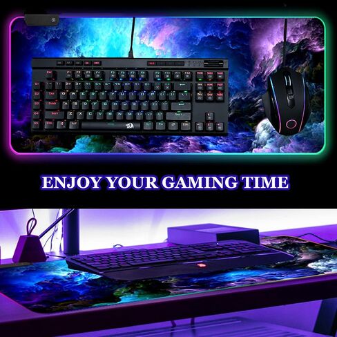 ARTSO RGB Gaming Mouse Pad Large, Extended LED Mouse Mat XXL 35.4x15.7 inch, 14 Lighting Modes, 2 Brightness, Non-Slip Rubber Base Mousepad Waterproof Keyboard Mat,Universe Space Starry Sky in Saudi Arabia