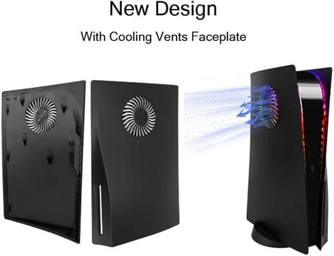 57° Cooling Vent Face Plate Console Cover for Playstation 5 Disc Edition (Black) - Stylish and Durable PS5 Faceplate with Improved Cooling in Saudi Arabia