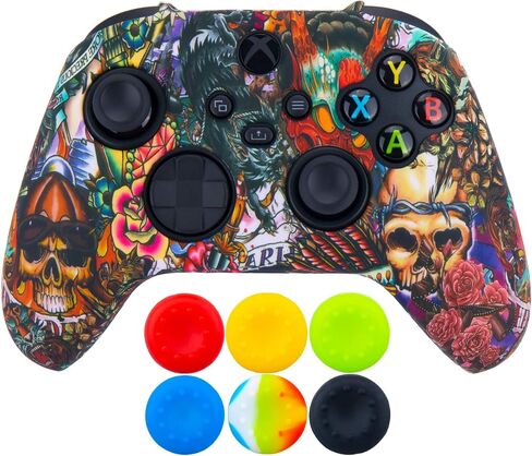 غطاء واقي سميك قطعة واحدة من السيليكون مطبوع عليه نقل من 9CDeer + 6 مقابض للإبهام لجهاز Xbox Series X/S Monster in Kuwait