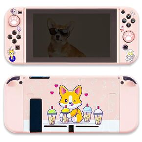 BelugaDesign Lemon Switch Bundle | Fruit Food Spring Cartoon Pastel Case | Cover Shell with Thumb Grips Compatible with Nintendo Switch (Switch Standard, Yellow)