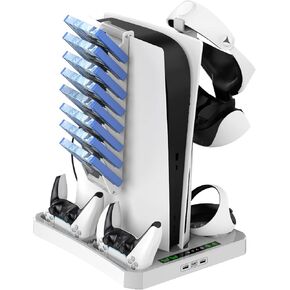 AOLION [5 in 1] PSVR 2 Charging Station with Cooling Fan and PSVR2 Stand, PS VR2 Accessories Included PS5 VR2 Charging Display Stand for Playstation VR2 with Headset and Storage Holder in Kuwait