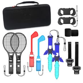for Nintendo Switch Sports 13in1 Games Accessories Bundle Kit, for Mario Golf Clubs / Tennis Games Party wtih Portable Hand Bag, Soccer Leg Strap / Racket, Family / Children / Adult Gift Kit in Kuwait
