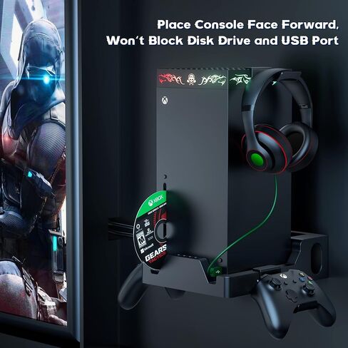 ZAONOOL Wall Mount with Cooling Fan for Xbox Series X - Wall Mount Kit & Remote Fan with 200+ RGB Light Modes - Wall Shelf for Xbox Series X Accessories with 2 Controller Holder & Headphone Hanger in Kuwait