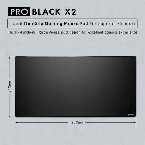 GMC Deluxe Pro Black X2 Professional Gaming Mouse Pad - Extended Keyboard Mouse Mat with Stitched Edges - Non Slip, Waterproof, Rubber Base Desk Mat (48" x 24" x 0.16") in Kuwait