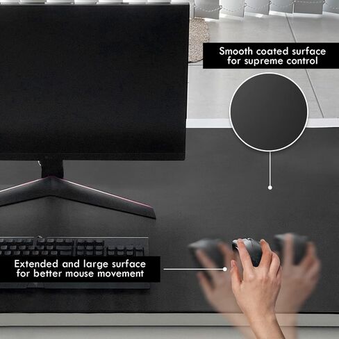 GMC Deluxe Pro Black X2 Professional Gaming Mouse Pad - Extended Keyboard Mouse Mat with Stitched Edges - Non Slip, Waterproof, Rubber Base Desk Mat (48" x 24" x 0.16") in Kuwait