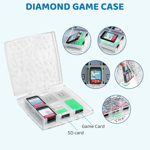 حزمة حقيبة حمل لامعة GLDRAM لجهاز Nintendo Switch وSwitch OLED، مجموعة ملحقات حمل فضية للسفر للتبديل مع حزام الكتف، حقيبة ألعاب ماسية شفافة، أغطية قبضة الإبهام in Kuwait