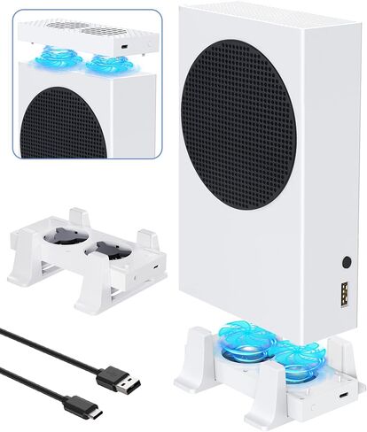 Cooling Stand with Fan for Xbox Series S - ZAONOOL Fan Cooling System - Cooler Fan with 3 Level Speed & 2 USB Ports - Top or Bottom Dual Purpose High Speed Fan for Xbox Series S Console Accessories in Kuwait