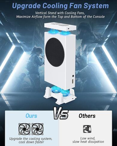 Cooling Stand with Fan for Xbox Series S - ZAONOOL Fan Cooling System - Cooler Fan with 3 Level Speed & 2 USB Ports - Top or Bottom Dual Purpose High Speed Fan for Xbox Series S Console Accessories in Kuwait