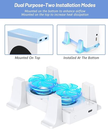 Cooling Stand with Fan for Xbox Series S - ZAONOOL Fan Cooling System - Cooler Fan with 3 Level Speed & 2 USB Ports - Top or Bottom Dual Purpose High Speed Fan for Xbox Series S Console Accessories in Kuwait