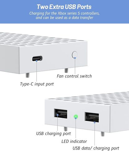 Cooling Stand with Fan for Xbox Series S - ZAONOOL Fan Cooling System - Cooler Fan with 3 Level Speed & 2 USB Ports - Top or Bottom Dual Purpose High Speed Fan for Xbox Series S Console Accessories in Kuwait