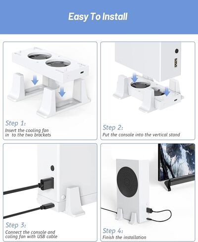 Cooling Stand with Fan for Xbox Series S - ZAONOOL Fan Cooling System - Cooler Fan with 3 Level Speed & 2 USB Ports - Top or Bottom Dual Purpose High Speed Fan for Xbox Series S Console Accessories in Kuwait