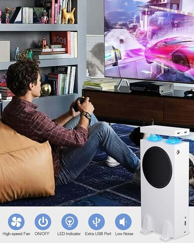 Cooling Stand with Fan for Xbox Series S - ZAONOOL Fan Cooling System - Cooler Fan with 3 Level Speed & 2 USB Ports - Top or Bottom Dual Purpose High Speed Fan for Xbox Series S Console Accessories in Kuwait