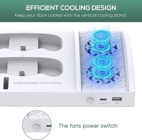 FASTSNAIL Cooling Fan Station for Xbox Series S - 1400mAh Rechargeable Battery Pack & Dual Controller Charging Dock, High Speed Cooler Stand with Headset Holder Compatible with Xbox Series S Console in Saudi Arabia