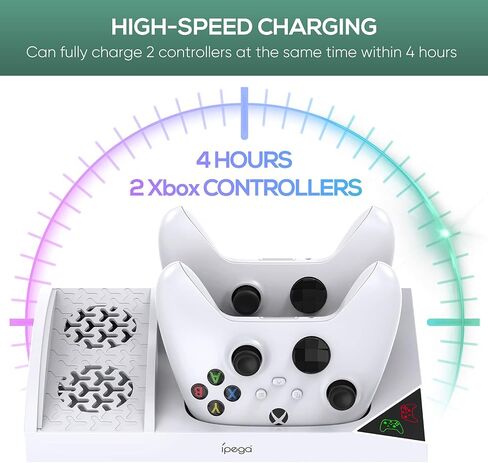 FASTSNAIL Cooling Fan Station for Xbox Series S - 1400mAh Rechargeable Battery Pack & Dual Controller Charging Dock, High Speed Cooler Stand with Headset Holder Compatible with Xbox Series S Console in Saudi Arabia