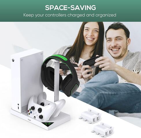 FASTSNAIL Cooling Fan Station for Xbox Series S - 1400mAh Rechargeable Battery Pack & Dual Controller Charging Dock, High Speed Cooler Stand with Headset Holder Compatible with Xbox Series S Console in Saudi Arabia