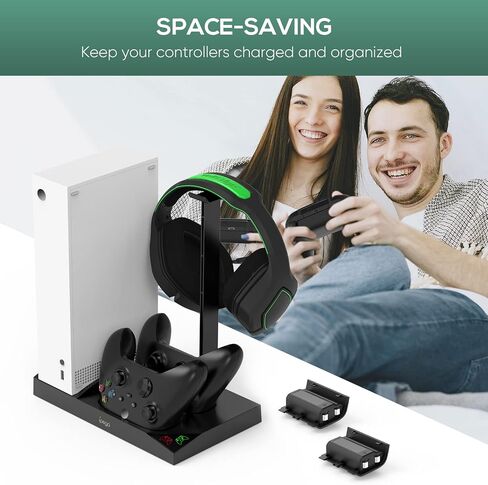 FASTSNAIL Cooling Fan Station for Xbox Series S - 1400mAh Rechargeable Battery Pack & Dual Controller Charging Dock, High Speed Cooler Stand with Headset Holder Compatible with Xbox Series S Console in Saudi Arabia