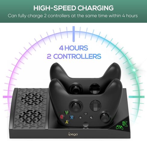 FASTSNAIL Cooling Fan Station for Xbox Series S - 1400mAh Rechargeable Battery Pack & Dual Controller Charging Dock, High Speed Cooler Stand with Headset Holder Compatible with Xbox Series S Console in Saudi Arabia