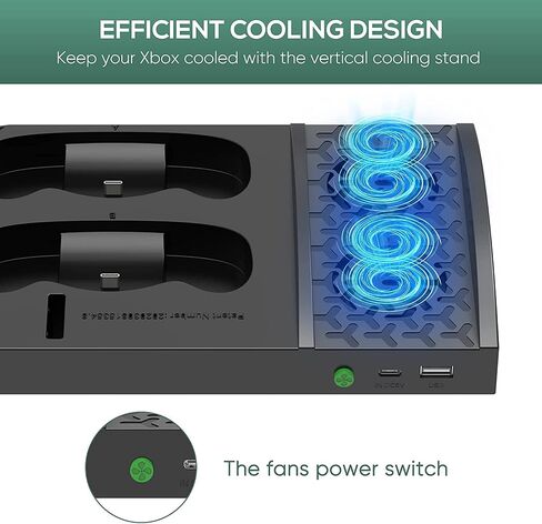 FASTSNAIL Cooling Fan Station for Xbox Series S - 1400mAh Rechargeable Battery Pack & Dual Controller Charging Dock, High Speed Cooler Stand with Headset Holder Compatible with Xbox Series S Console in Saudi Arabia