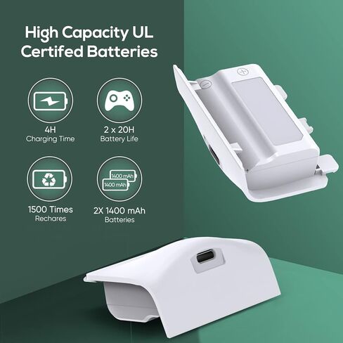 محطة مروحة تبريد FASTSNAIL لأجهزة Xbox Series S - حزمة بطارية قابلة لإعادة الشحن بقدرة 1400 مللي أمبير في الساعة وقاعدة شحن وحدة تحكم مزدوجة، حامل تبريد عالي السرعة مع حامل سماعة رأس متوافق مع وحدة تحكم Xbox Series S in Kuwait