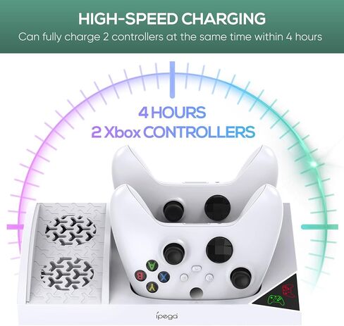 محطة مروحة تبريد FASTSNAIL لأجهزة Xbox Series S - حزمة بطارية قابلة لإعادة الشحن بقدرة 1400 مللي أمبير في الساعة وقاعدة شحن وحدة تحكم مزدوجة، حامل تبريد عالي السرعة مع حامل سماعة رأس متوافق مع وحدة تحكم Xbox Series S in Kuwait