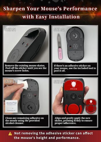 زلاجات ماوس ألعاب زجاجية رفيعة للغاية من OniAim بقطر 0.55 مم لأقدام ماوس Logitech G Pro X Superlight - انزلاق سلس بشكل استثنائي مع حواف مستديرة مع منظف كحول (أحمر زجاجي) in Kuwait