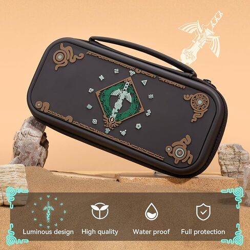 حقيبة حمل من السيليكون المضيئة من WISHAVEN متوافقة مع حافظة Nintendo Switch/Switch OLED مع قبضة مريحة - حقيبة حمل رفيعة محمولة للسفر، ملحقات مفاتيح التخزين (الآثار المفقودة) in Kuwait