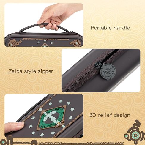 حقيبة حمل من السيليكون المضيئة من WISHAVEN متوافقة مع حافظة Nintendo Switch/Switch OLED مع قبضة مريحة - حقيبة حمل رفيعة محمولة للسفر، ملحقات مفاتيح التخزين (الآثار المفقودة) in Kuwait