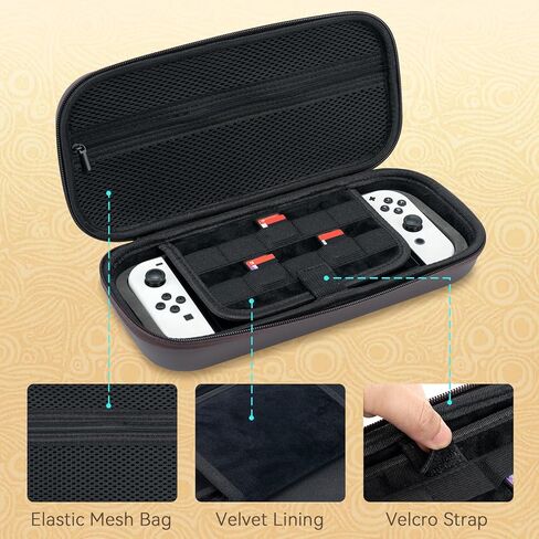 حقيبة حمل من السيليكون المضيئة من WISHAVEN متوافقة مع حافظة Nintendo Switch/Switch OLED مع قبضة مريحة - حقيبة حمل رفيعة محمولة للسفر، ملحقات مفاتيح التخزين (الآثار المفقودة) in Kuwait