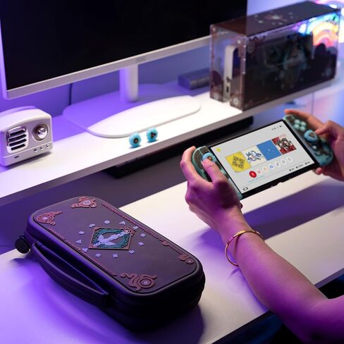 حقيبة حمل من السيليكون المضيئة من WISHAVEN متوافقة مع حافظة Nintendo Switch/Switch OLED مع قبضة مريحة - حقيبة حمل رفيعة محمولة للسفر، ملحقات مفاتيح التخزين (الآثار المفقودة) in Kuwait