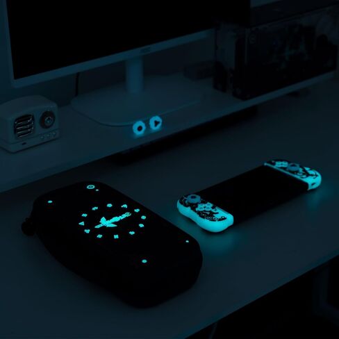 حقيبة حمل من السيليكون المضيئة من WISHAVEN متوافقة مع حافظة Nintendo Switch/Switch OLED مع قبضة مريحة - حقيبة حمل رفيعة محمولة للسفر، ملحقات مفاتيح التخزين (الآثار المفقودة) in Kuwait