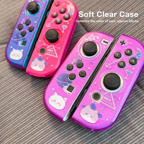 Cute Joycon Sticks Cover Case for Nintendo Switch and Switch OLED, TPU Soft Shell for Joycon Sticks, pink kawaii joycon protective skins (Clear Pink- Unicorn) in Saudi Arabia