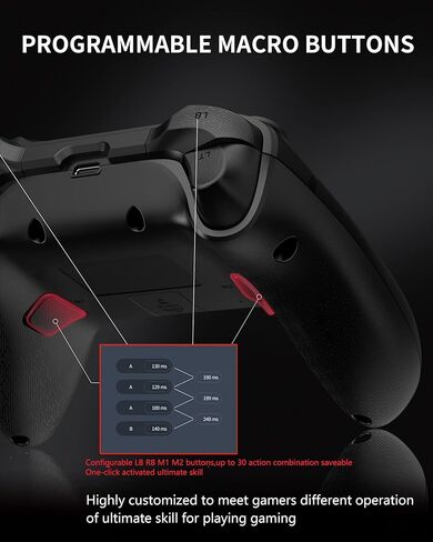 BEITONG Asura 2Pro PC وحدة تحكم ألعاب Hall Effect Trigger Wireless Gamepad لنظام التشغيل Windows 7 8 10 11 Switch Steam Deck Tesla، اهتزاز مزدوج/ماكرو/أزرار متقدمة/حساسية عصا التحكم وضبط المنطقة الميتة in Kuwait