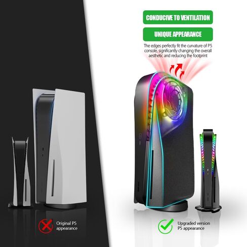 اغطية حماية سوداء شفافة من ايس جيمر لاصدار اقراص بلاي ستيشن 5، مجموعة شرائط اضاءة LED ار جي بي 8 الوان، غطاء الواح مضادة للخدش والصدمات، غطاء بديل صلب من البولي كربونات لوحدة تحكم بلاي ستيشن 5 in Kuwait