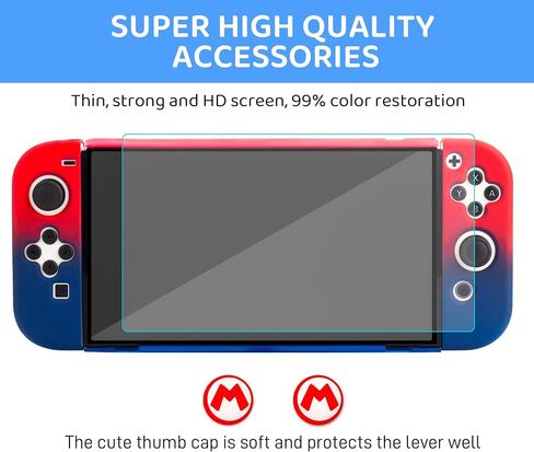 HYPERCASE Classic Theme for Mario Carrying Case Compatible with Nintendo Switch OLED, Cute Protective Case Storage 10 Games for Switch OLED Kits with Gradient Shell, Screen Protector, 2 Thumb Grips. in Saudi Arabia