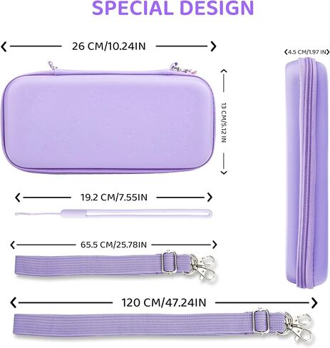 فانبل حزمة حافظة لملحقات نينتندو سويتش، حقيبة حمل لجهاز سويتش وجوي كون مع غطاء واقي ناعم من البولي يوريثين الحراري وواقي شاشة، 4 مقابض ابهام، حزام كتف - ارجواني in Kuwait