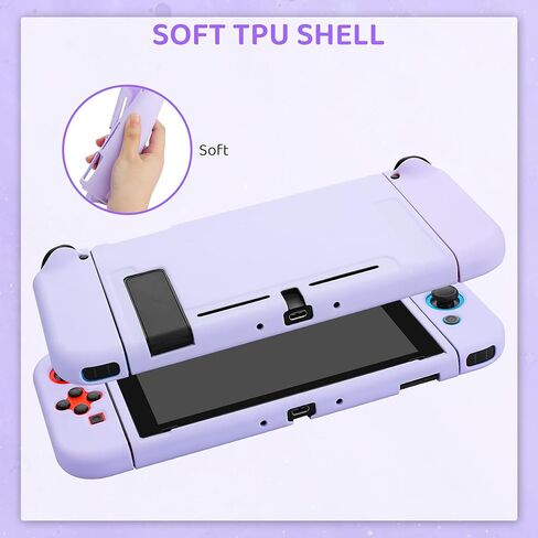 فانبل حزمة حافظة لملحقات نينتندو سويتش، حقيبة حمل لجهاز سويتش وجوي كون مع غطاء واقي ناعم من البولي يوريثين الحراري وواقي شاشة، 4 مقابض ابهام، حزام كتف - ارجواني in Kuwait